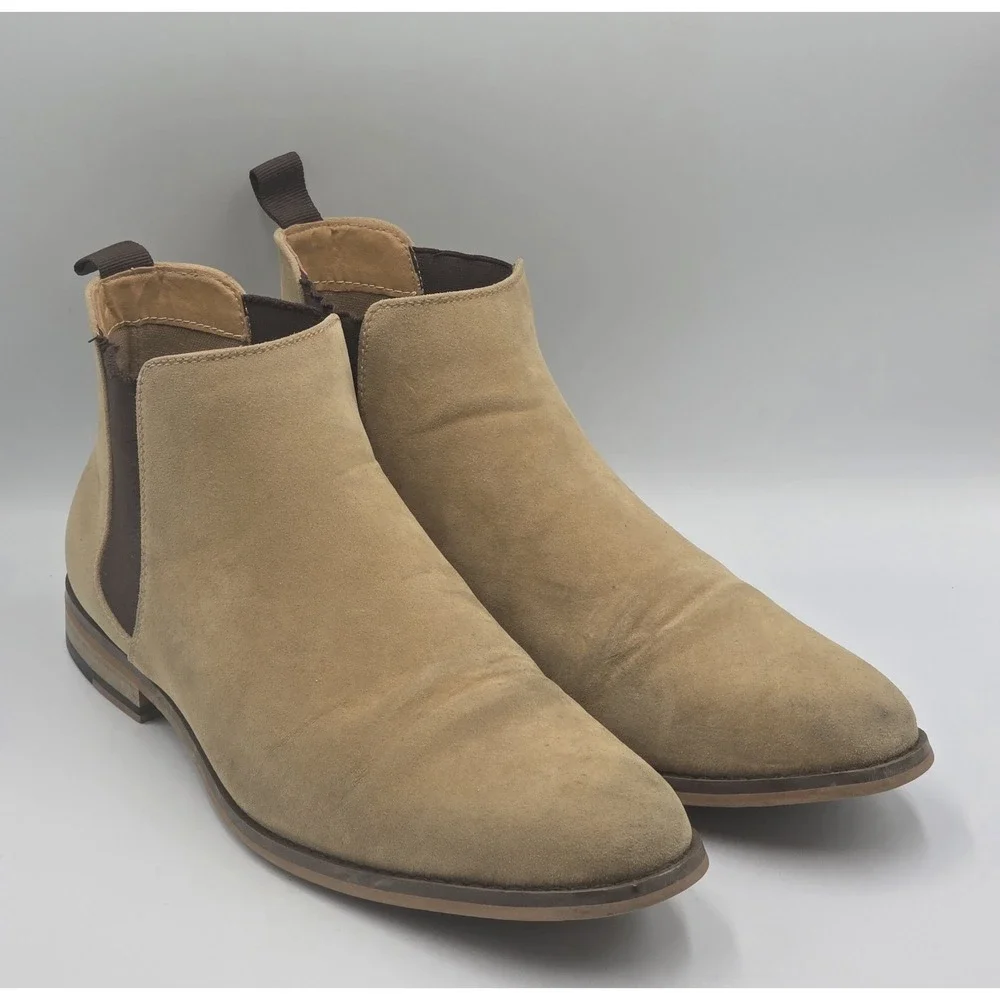 Harrison Myles Beige Mens Classic Scott Chelsea Boots Shoes Size 11 B-1852 Suede